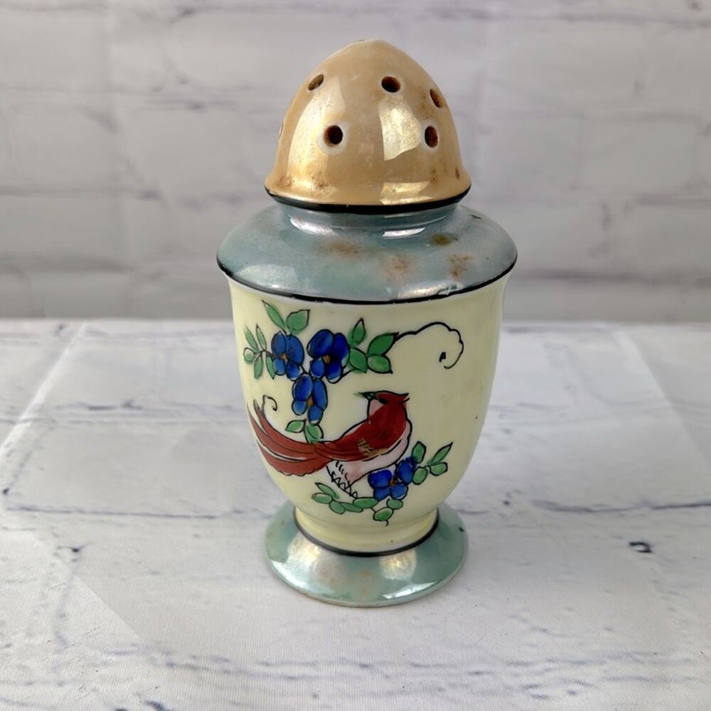 Vintage Lustre Ware Bird And Flowers Shaker, Made in Japan by Seiei & Co